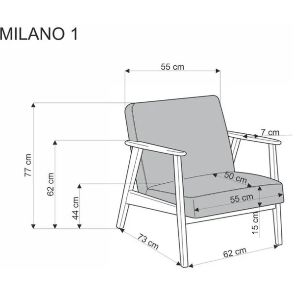 Кресло HALMAR MILANO 1S tap. Castel 15 бежевый/орех