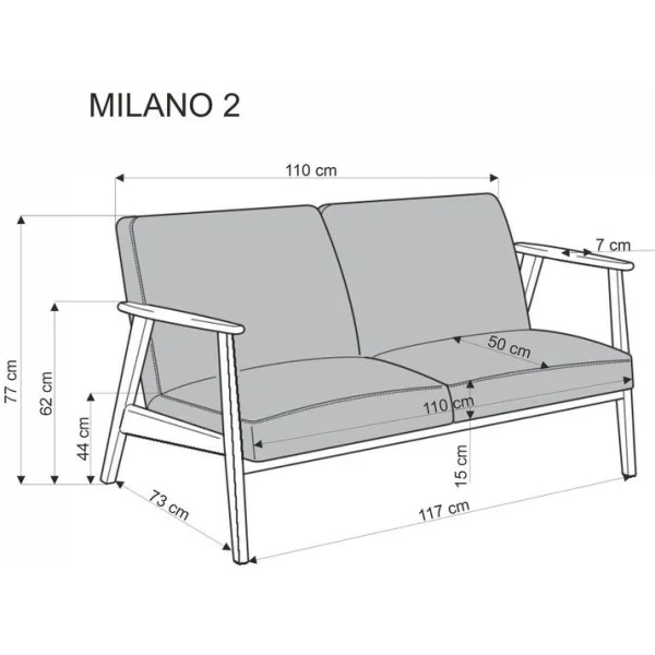 Диван HALMAR MILANO 2S tap. Castel 15 бежевый/орех