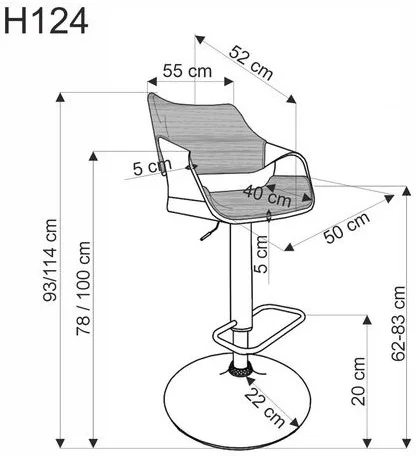Стул барный HALMAR H124 черный/орех