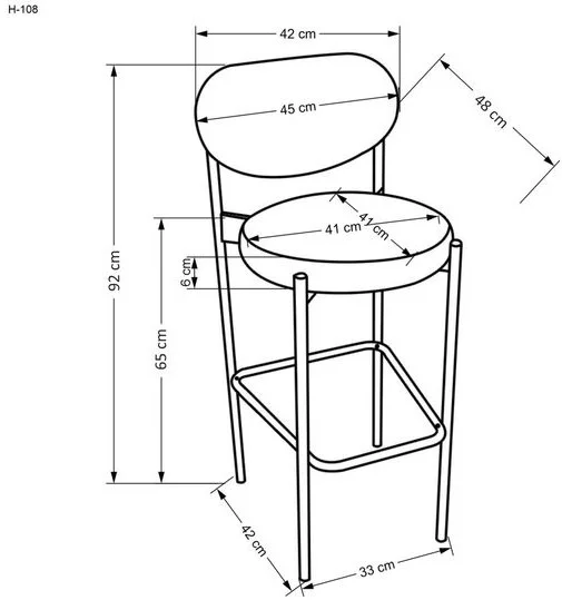 Стул барный HALMAR H108 серый