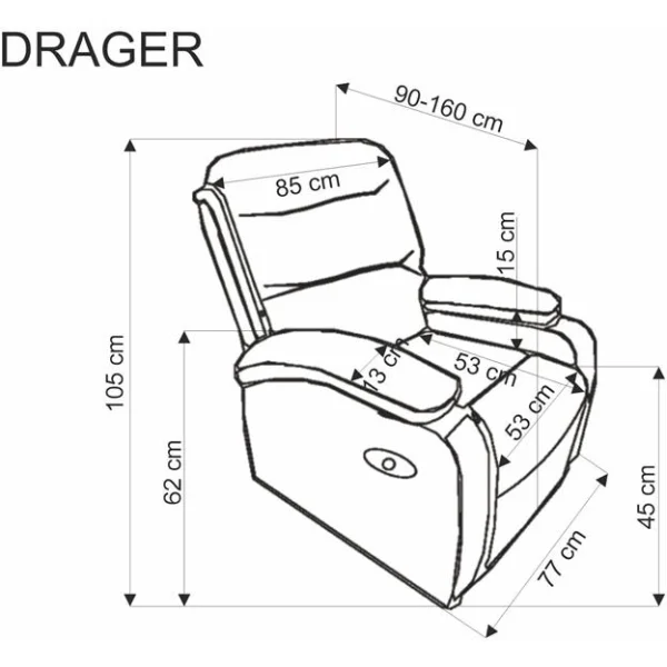 Кресло HALMAR DRAGER раскладное, серый