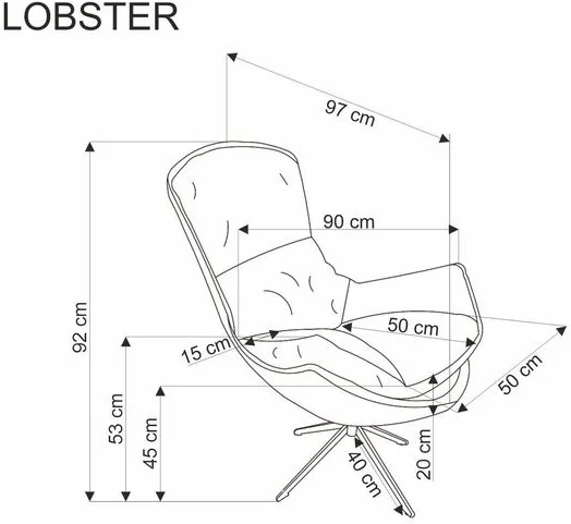 Кресло HALMAR LOBSTER бежевый/черный