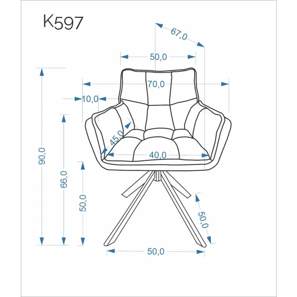 Стул HALMAR K597 серый/черный, поворотный