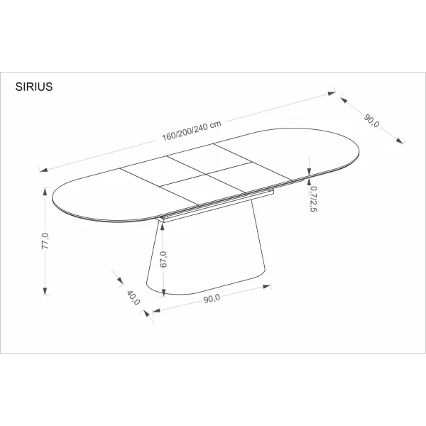 Стол обеденный HALMAR SIRIUS белый мрамор/натуральный 160-240/90