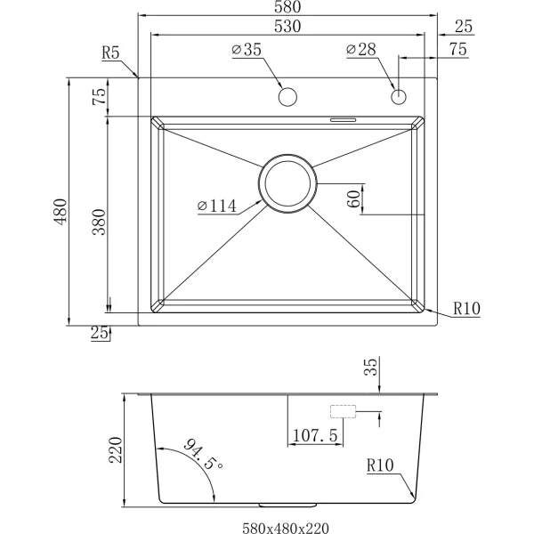 Кухонная мойка из нержавейки BLANTEK LS-5848H Honeycomb