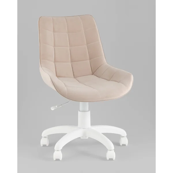 Кресло офисное Флекс велюр бежевый, пластик белый
