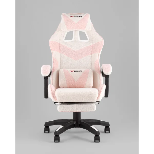 Кресло спортивное TopChairs MG-7019 букле бело-розовый
