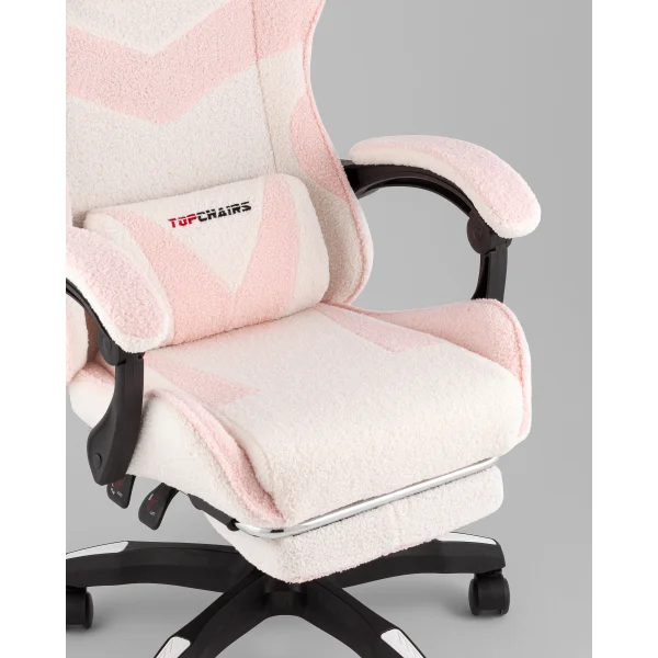 Кресло спортивное TopChairs MG-7019 букле бело-розовый