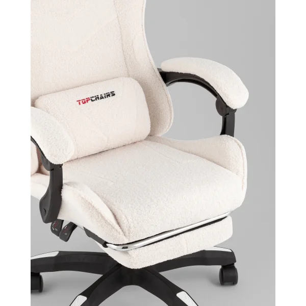 Кресло спортивное TopChairs MG-7019 букле белый
