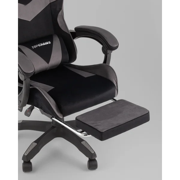 Кресло спортивное TopChairs MG-7019 велюр черно-серый