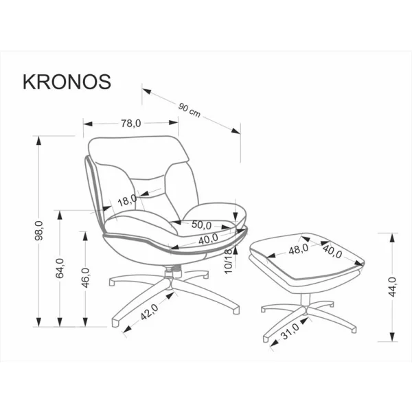 Комплект HALMAR KRONOS (кресло+подставка для ног) бежевый/разноцветный