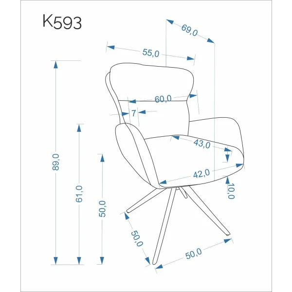 Стул HALMAR K593 серый/черный, поворотный