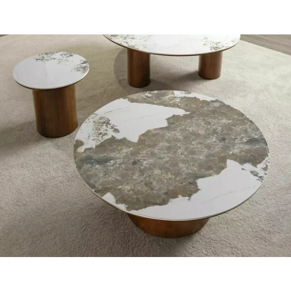 Стол журнальный SIGNAL RONDO белый Pandoro/орех 80/35