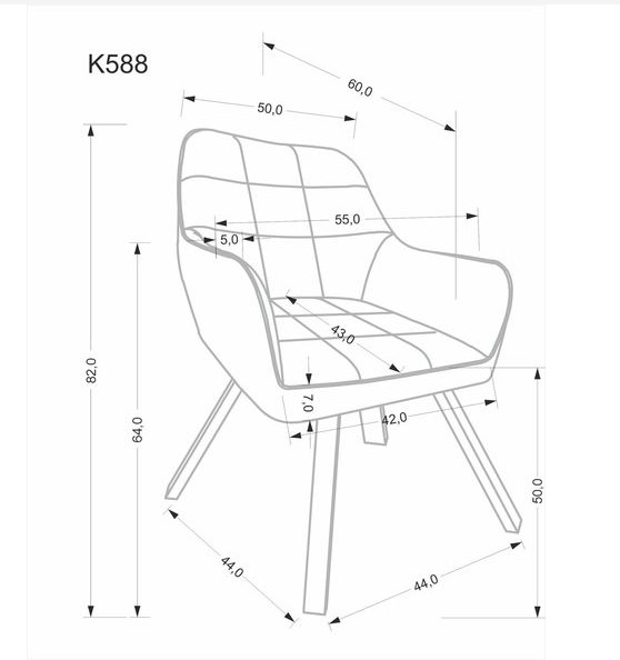 Стул HALMAR K588 серый/черный
